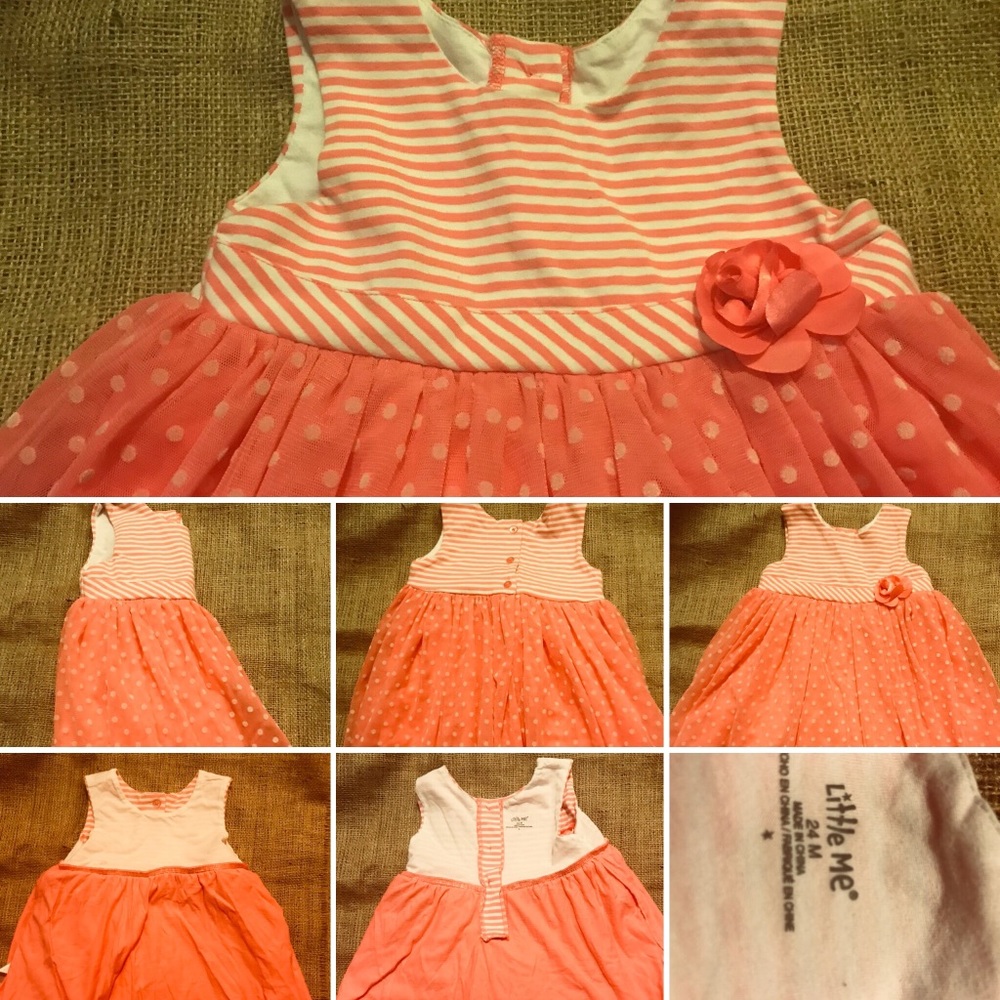 Pink and White Preowned Little Me Dress 24 Months